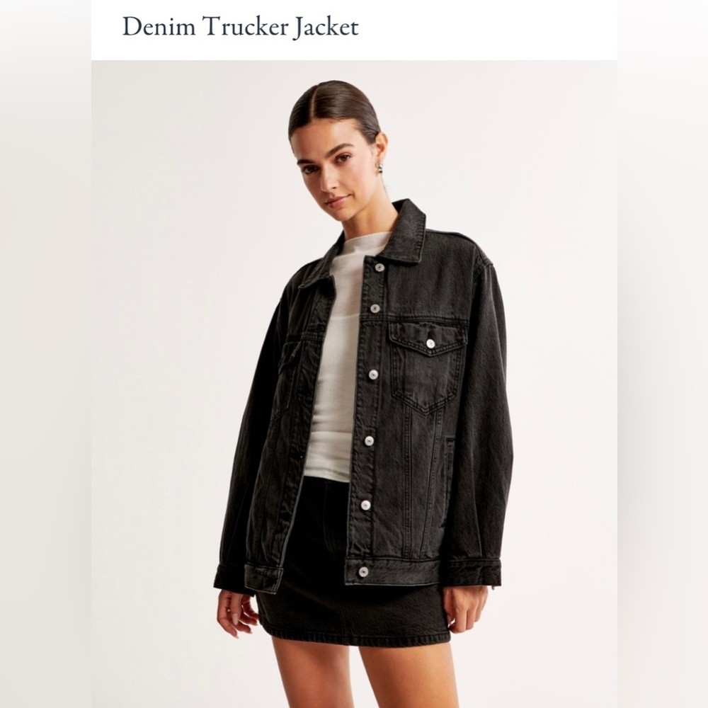 Abercrombie & Fitch Black Denim Trucker Jacket